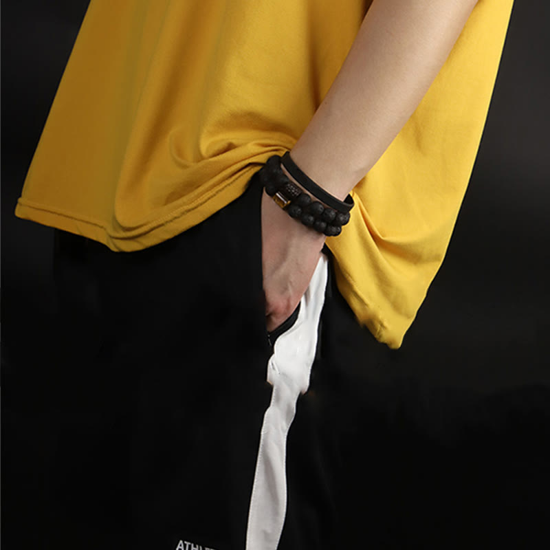 KarmaRipple's Lava Rock Ebony Wood Tiger Eye Balancing Bracelet p18