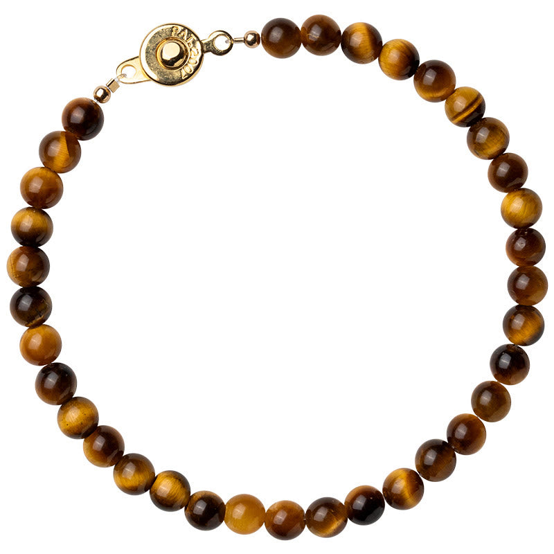 KarmaRipple's 14K Gold Plated Authentic Tiger Eye Stone Courage Protection Bracelet p14