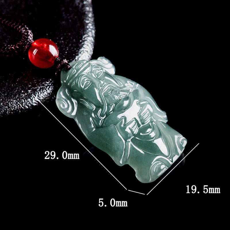KarmaRipple's Authentic Green Jade Chinese God of Wealth Caishen Ingot Abundance Pendant Necklace p8