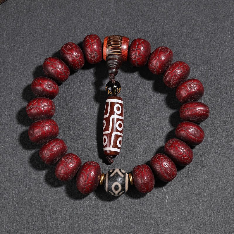 KarmaRipple's Tibet Bodhi Seed Dzi Bead Dancing Lion Fortune Bracelet Wrist Mala p7