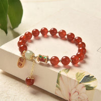 KarmaRipple's Authentic Red Agate Jade Confidence Fortune Blessing Talisman Bracelet