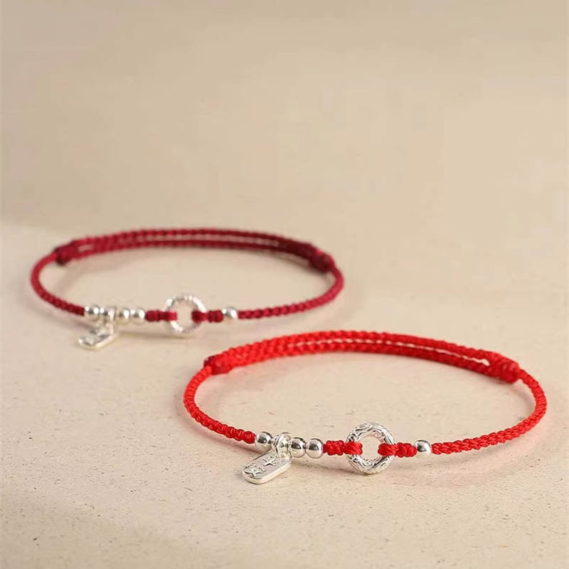 KarmaRipple's 925 Sterling Silver Auspicious Clouds Peace Buckle Safe And Sound Bracelet Anklet ( p17