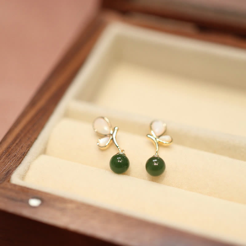 KarmaRipple's Authentic Butterfly Tridacna Stone Cyan Jade Bronze Plated Gold Calm Pendant Necklace Ring Earrings Set p4