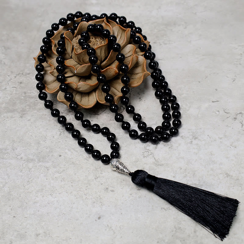 KarmaRipple's 108 Mala Black Onyx Beadwork Yoga Meditation Prayer Beadwork Pendant p3