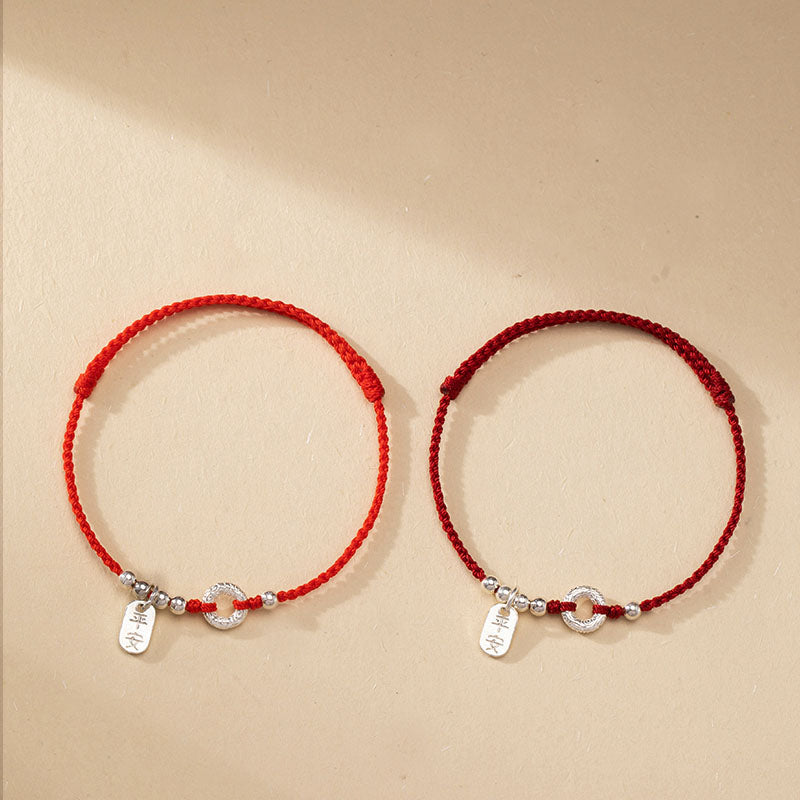 KarmaRipple's 925 Sterling Silver Auspicious Clouds Peace Buckle Safe And Sound Bracelet Anklet ( p18