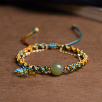 KarmaRipple's Handmade Colorful Rope Fortune Jade Bead Abundance Double Layer Bracelet