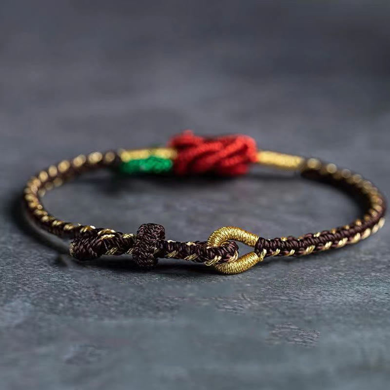 KarmaRipple's Rose Flower Rope Eight Thread Peace Weave Fortune Handmade Bracelet p4