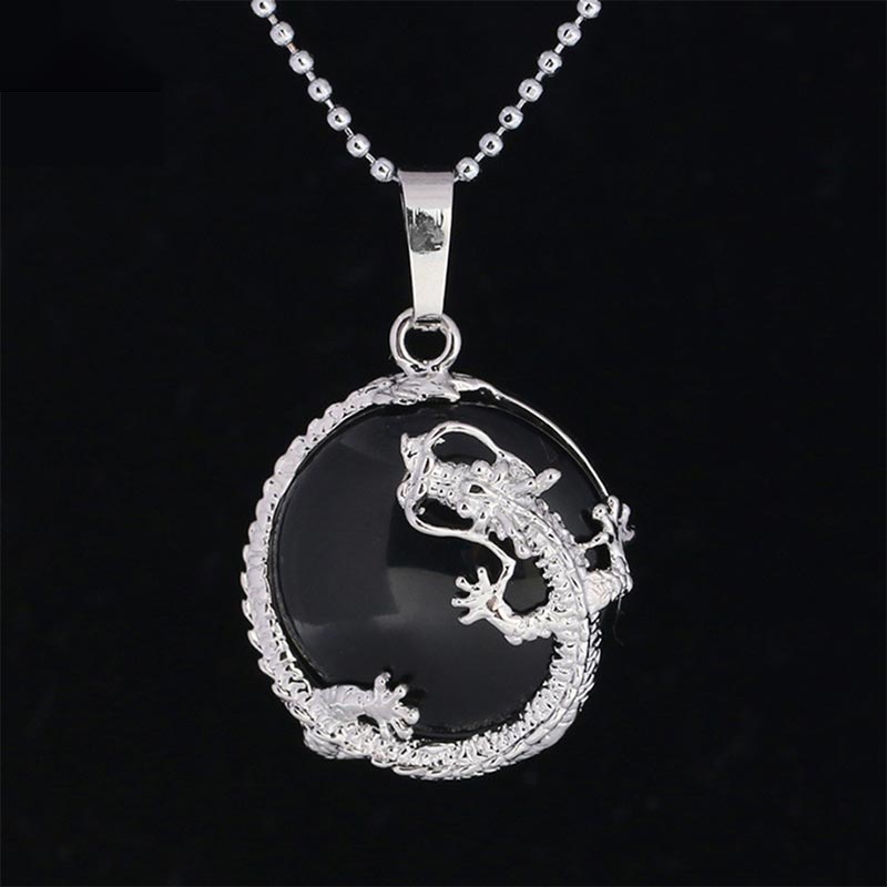 KarmaRipple's Chinese Dragon Authentic Quartz Gemstone Balancing Energy Pendant Necklace p42