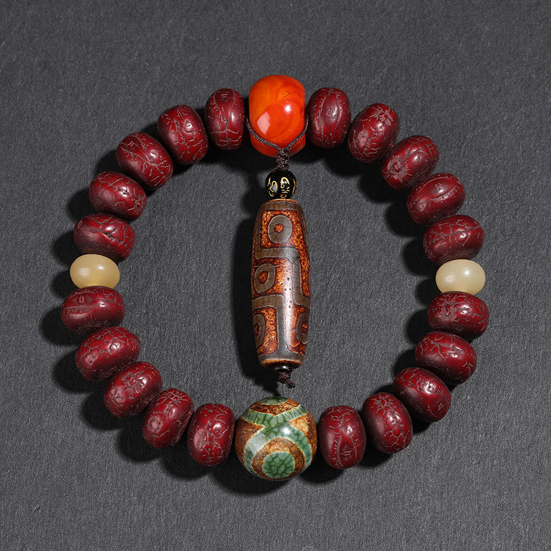KarmaRipple's Tibet Bodhi Seed Dzi Bead Dancing Lion Fortune Bracelet Wrist Mala p5