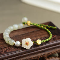 KarmaRipple's 925 Sterling Silver Authentic Hetian Jade Peach Blossom Fortune Bracelet
