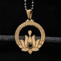 KarmaRipple's Lotus Titanium Steel Enlightenment Projection Shurangama Mantra Pendant Necklace