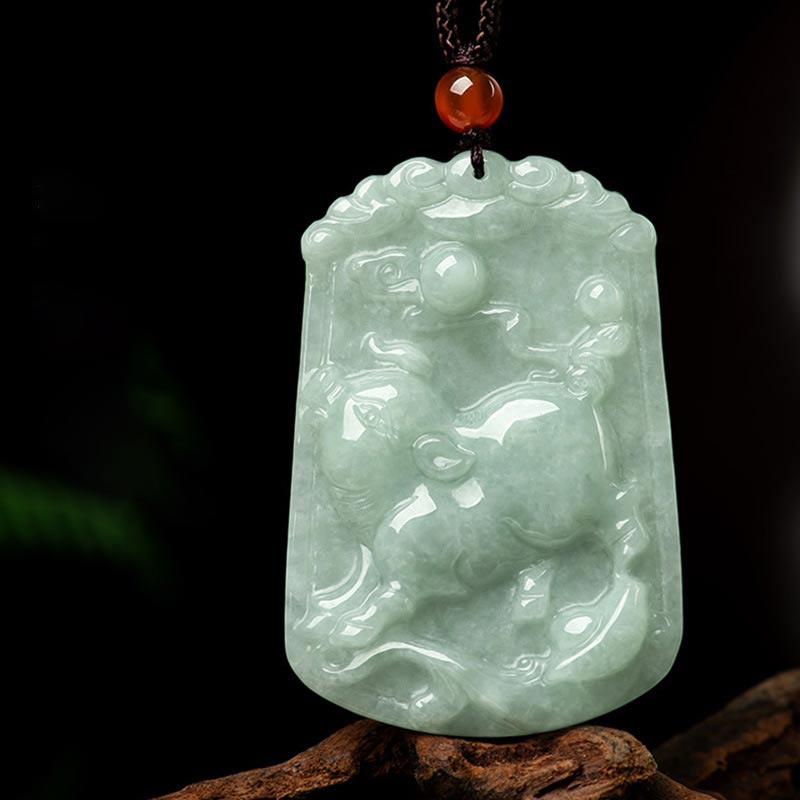 KarmaRipple's Authentic Jade 12 Chinese Zodiac Abundance Amulet Necklace Pendant p40