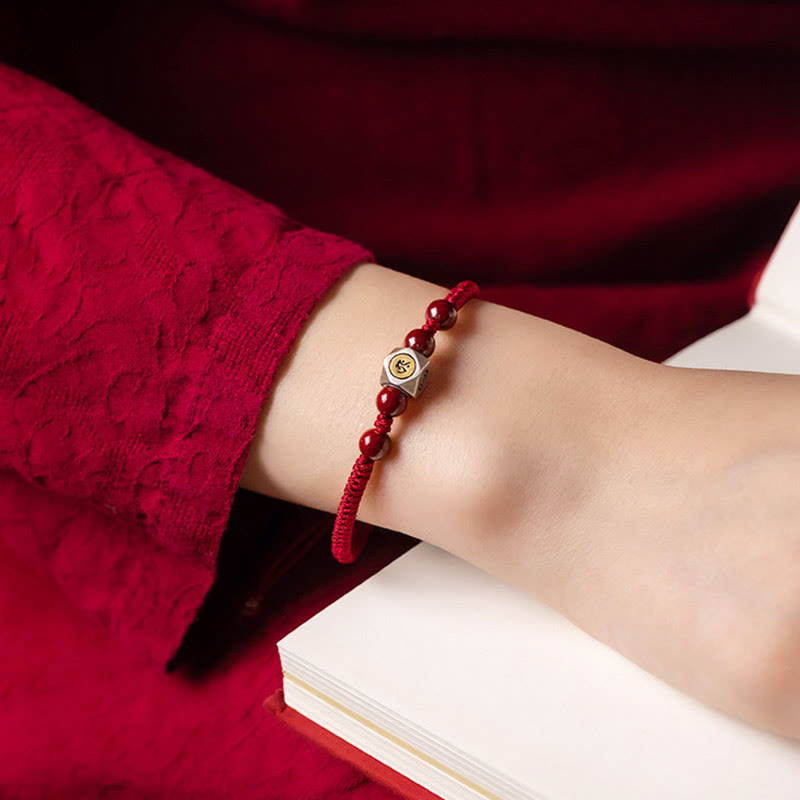 KarmaRipple's 925 Sterling Silver Chinese Zodiac Natal Buddha Cinnabar Calm Bracelet p23