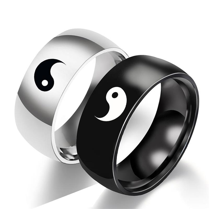 KarmaRipple's Yin Yang Balance Titanium Steel Pair Ring p3