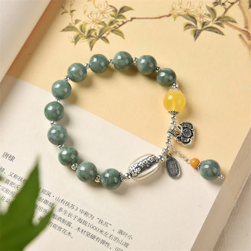 KarmaRipple's 925 Sterling Silver Cyan Jade Amber Success Bracelet p9