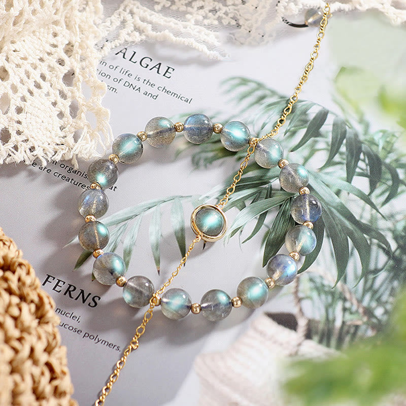 KarmaRipple's 14k Gold Plated Authentic Moonstone Balancing Love Bracelet p4