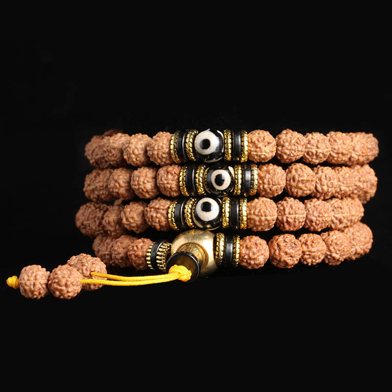 KarmaRipple's 108 Mala Beadwork Rudraksha Bodhi Seed Dzi Bead Fortune Wealth Bracelet p10