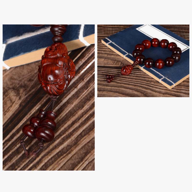KarmaRipple's Small Leaf Red Sandalwood Laughing Buddha God of Wealth Protection Bracelet p15