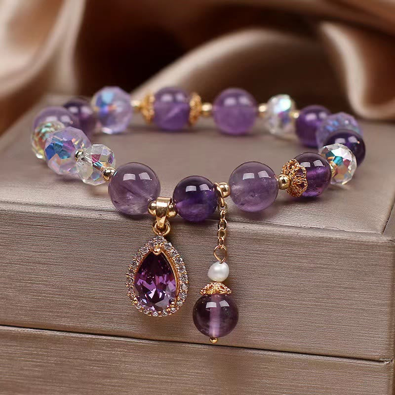 KarmaRipple's Authentic Amethyst Zircon Love Heart Balancing Soul Talisman Bracelet p3