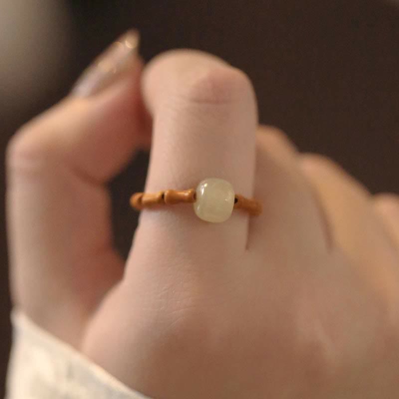 KarmaRipple's Hetian Jade Beaded Bamboo Prosperity Fortune Ring p4