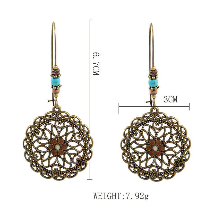 KarmaRipple's Round Flower Design Fortune Dangle Drop Earrings p9