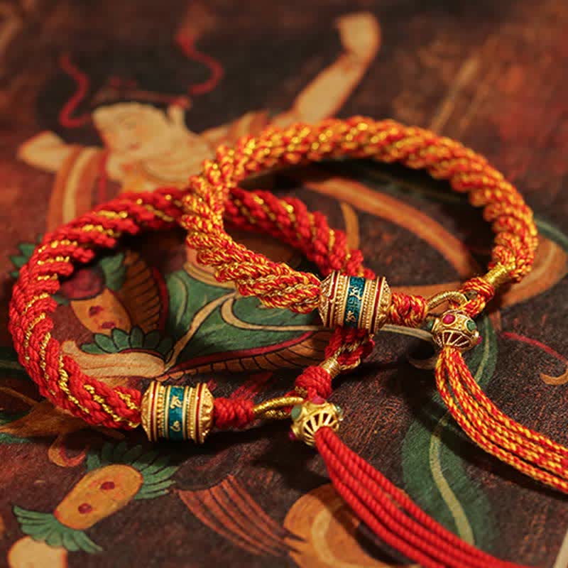 KarmaRipple's Tibetan Handmade Fortune Thangka Prayer Wheel Talisman Weave String Bracelet p24