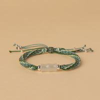 KarmaRipple's Ivory Jade Bamboo Reincarnation Weave Wealth Fortune Strength String Bracelet