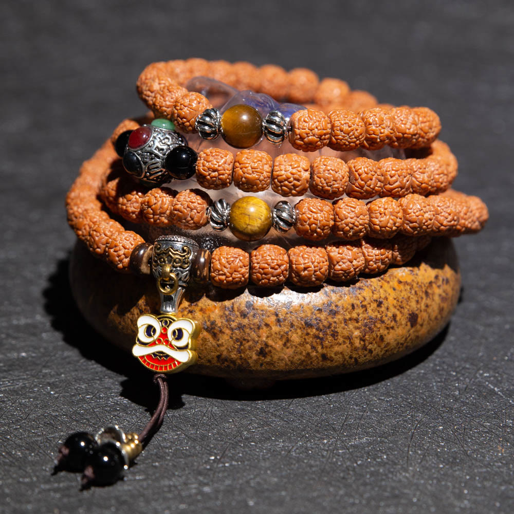 KarmaRipple's Tibet 108 Mala Beadwork Rudraksha Bodhi Seed Chinese Zodiac Natal Buddha Wealth Talisman Bracelet p16