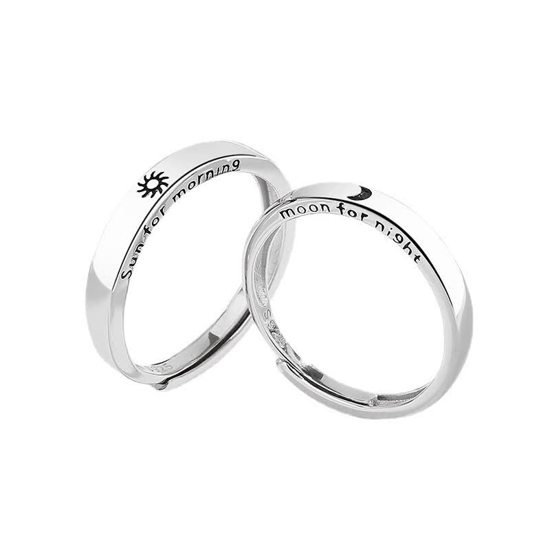 KarmaRipple's 925 Sterling Silver Sun Moon Protection Adjustable Pair Ring p7