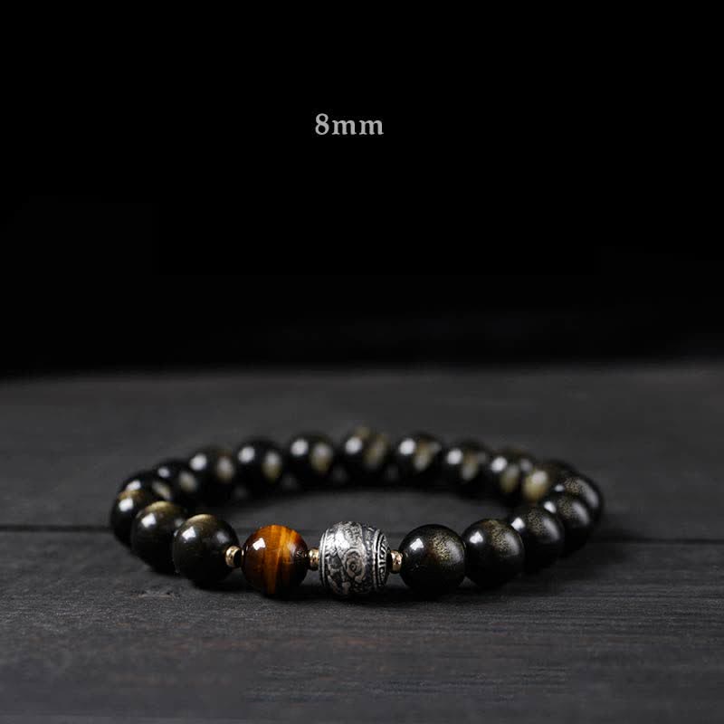 KarmaRipple's To Experience a Reversal of Fortune Rainbow Obsidian Gold Sheen Obsidian Protection Bracelet p14