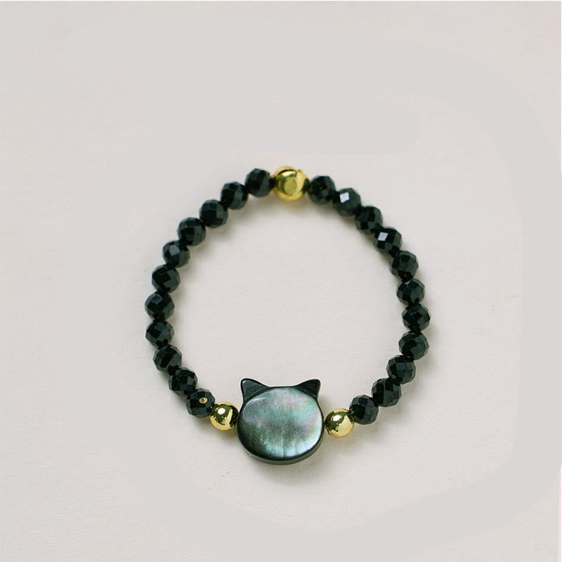 KarmaRipple's Authentic Tridacna Stone Lovely Cat 14K Gold Blessing Ring p4