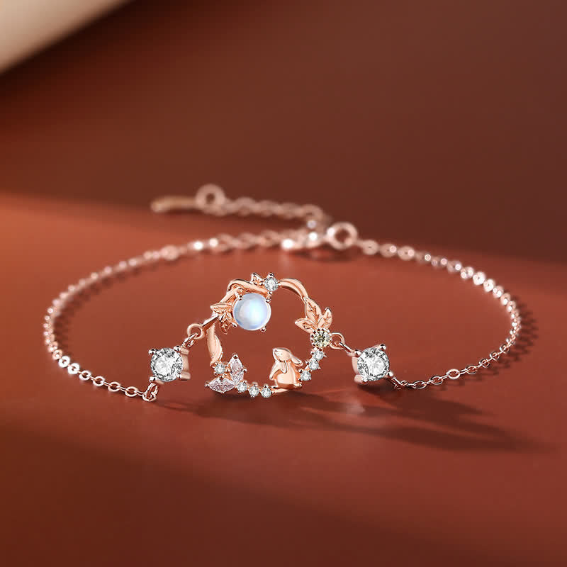 KarmaRipple's 925 Sterling Silver Year of the Rabbit Moonstone Moon Flower Pattern Pendant Necklace Bracelet Earrings p3