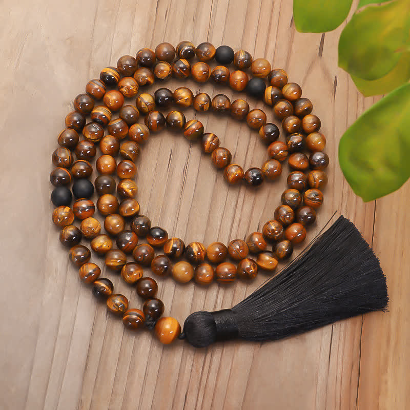 KarmaRipple's 108 Beadwork Mala Tiger Eye Protection Tassel Bracelet p8