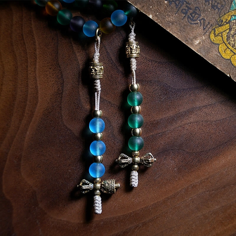 KarmaRipple's Tibetan 108 Mala Beadwork Multicolored Liuli Glass Bead Chinese Zodiac Nine Palaces Eight Diagrams Talisman Bracelet p5