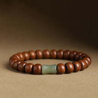 KarmaRipple's Authentic Abelia Biflora Wood Hetian Jade Bamboo Bead Warding Off Evil Spirits Bracelet
