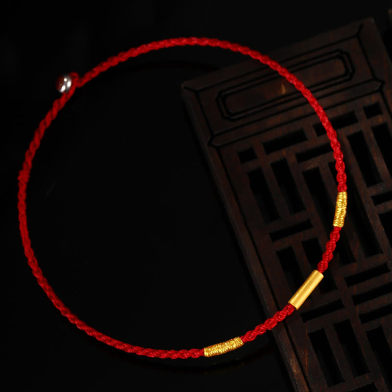 KarmaRipple's 999 Gold Bead Handmade Four Thread Wishful Knots Woven Protection Bracelet p8