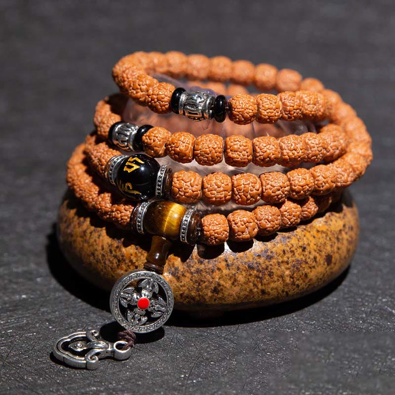 KarmaRipple's Tibet 108 Mala Beadwork Rudraksha Bodhi Seed Chinese Zodiac Natal Buddha Wealth Talisman Bracelet p24