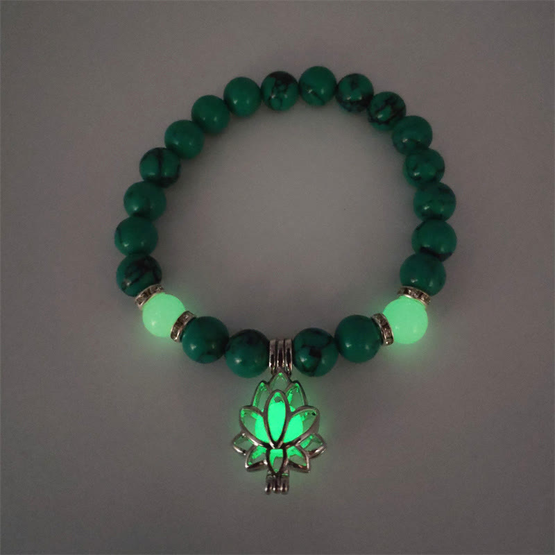 KarmaRipple's Tibetan Turquoise Glowstone Luminous Bead Lotus Protection Bracelet p9
