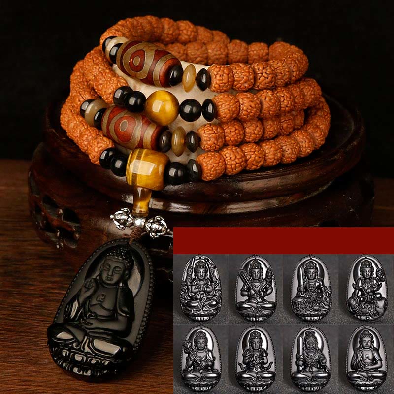 KarmaRipple's Tibet 108 Mala Beadwork Rudraksha Bodhi Seed Chinese Zodiac Natal Buddha Wealth Talisman Bracelet p40