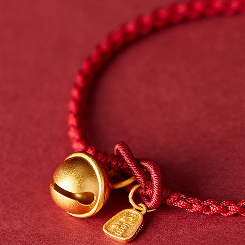 KarmaRipple's Handmade Fu Character Talisman Fortune Happiness Bell Red Rope Bracelet p8