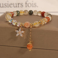 KarmaRipple's Multicolored Rutilated Quartz Auspiciousness Zircon Flower Bracelet