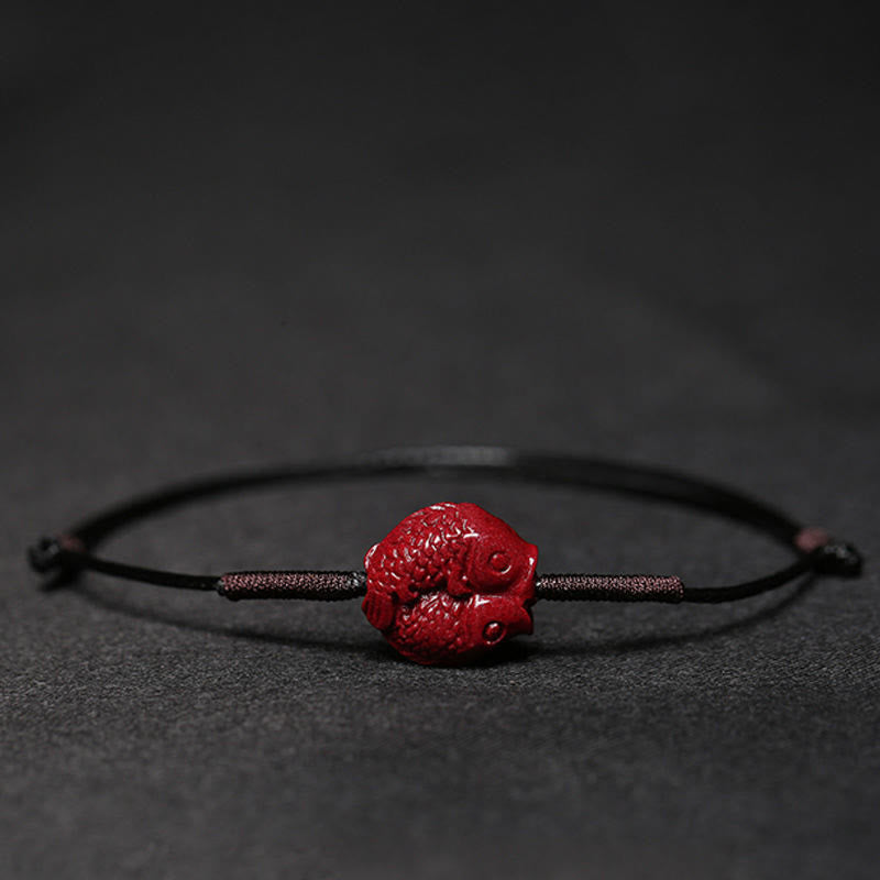 KarmaRipple's Handmade Plum Blossom Four Leaf Clover PiXiu Lotus Koi Fish Cinnabar Blessing Braid Bracelet p12