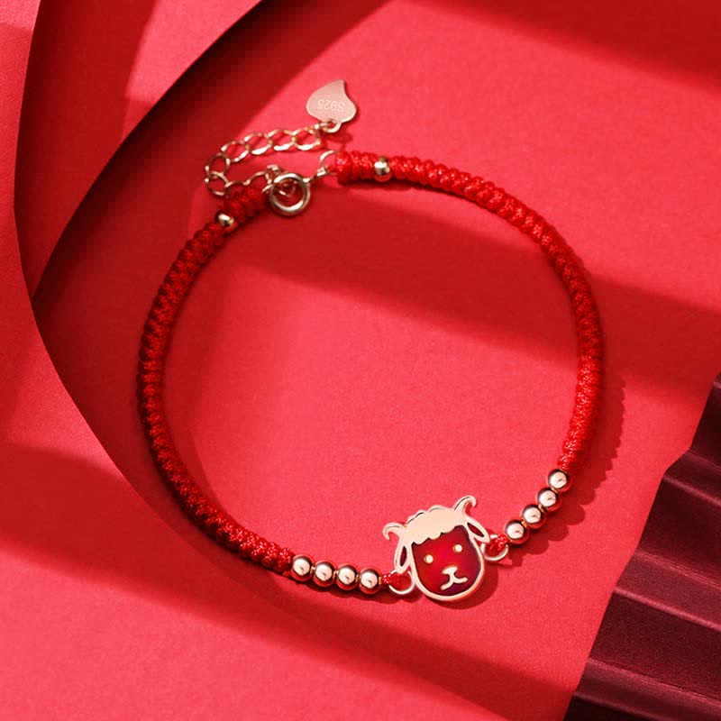 KarmaRipple's 925 Sterling Silver Chinese Zodiac Fortune Faith Discolor Red String Bracelet p8