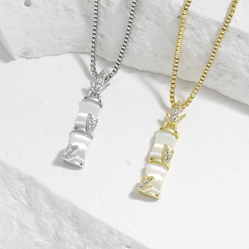 KarmaRipple's Chalcedony Bamboo Pattern Balance Pendant Necklace p3