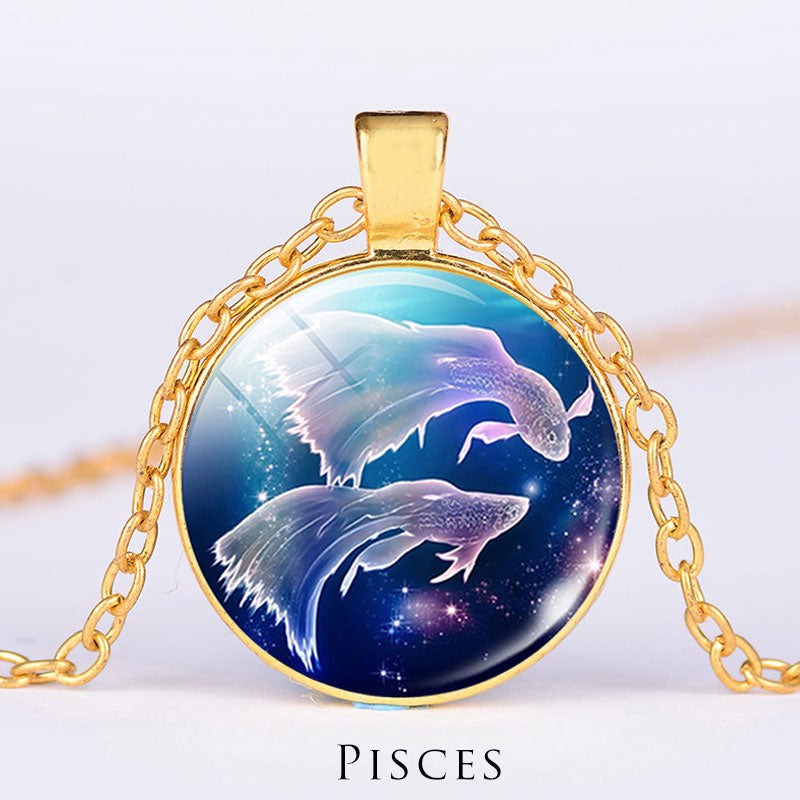 KarmaRipple's 12 Constellations of the Zodiac Moon Starry Sky Protection Blessing Pendant Necklace p46