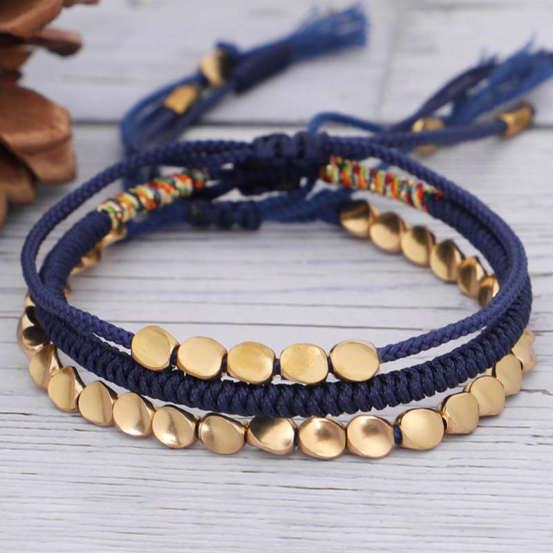 KarmaRipple's 3 PCS Tibetan Bronze Beadwork Balancing Protection Fortune Bracelet Set p1