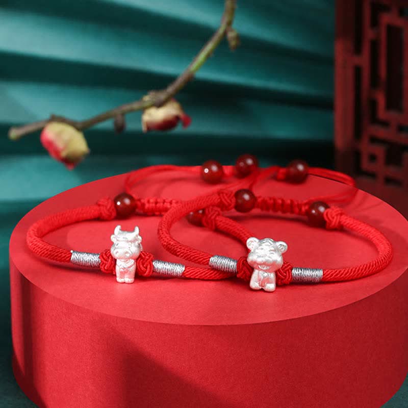 KarmaRipple's 999 Sterling Silver Chinese Zodiac Fortune Strength Red String Bracelet p19