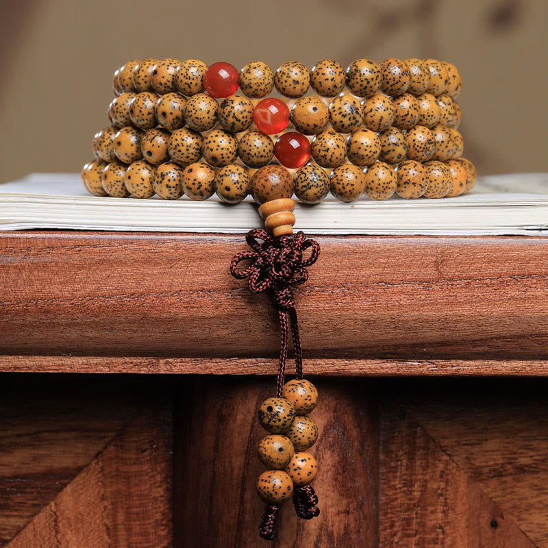 KarmaRipple's 108 Mala Beadwork Bodhi Seed Red Agate Auspiciousness Bracelet p8