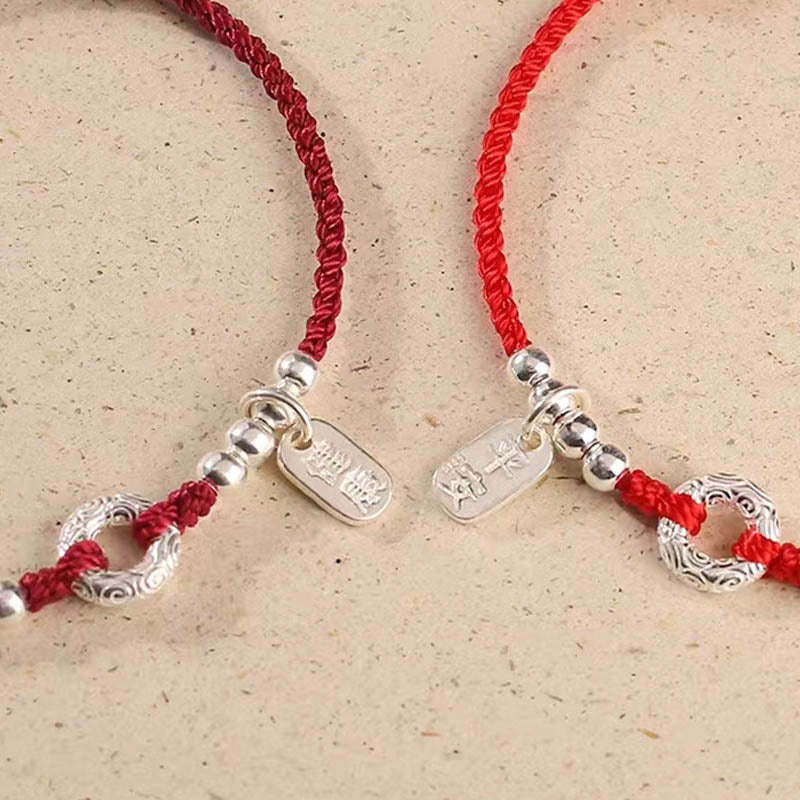 KarmaRipple's 925 Sterling Silver Auspicious Clouds Peace Buckle Safe And Sound Bracelet Anklet ( p6