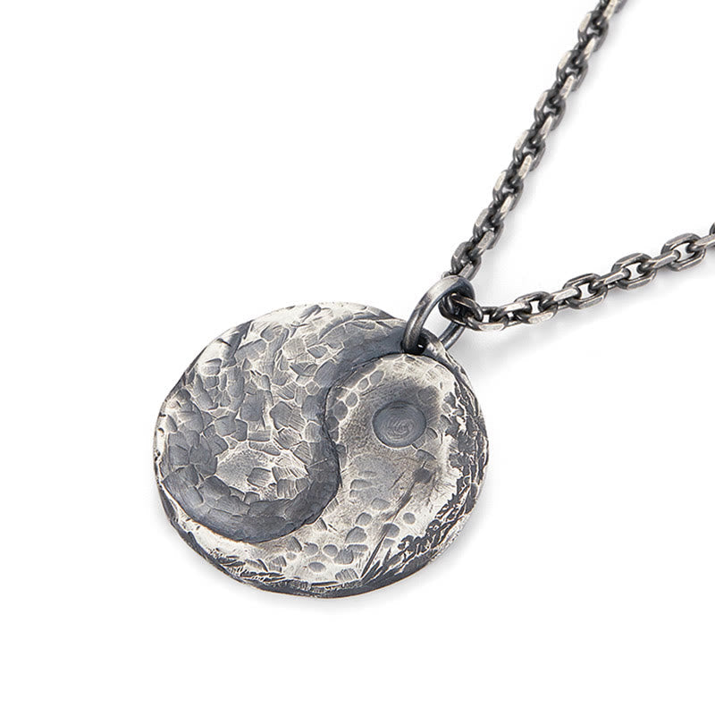 KarmaRipple's 990 Sterling Silver Yin Yang Hammer Texture Balance Pendant Necklace p7